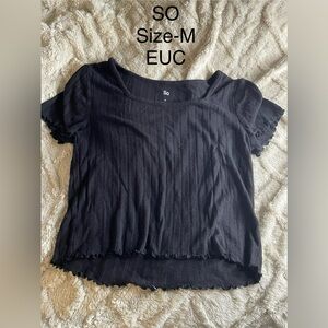 SO Women's Black Textured Blouse